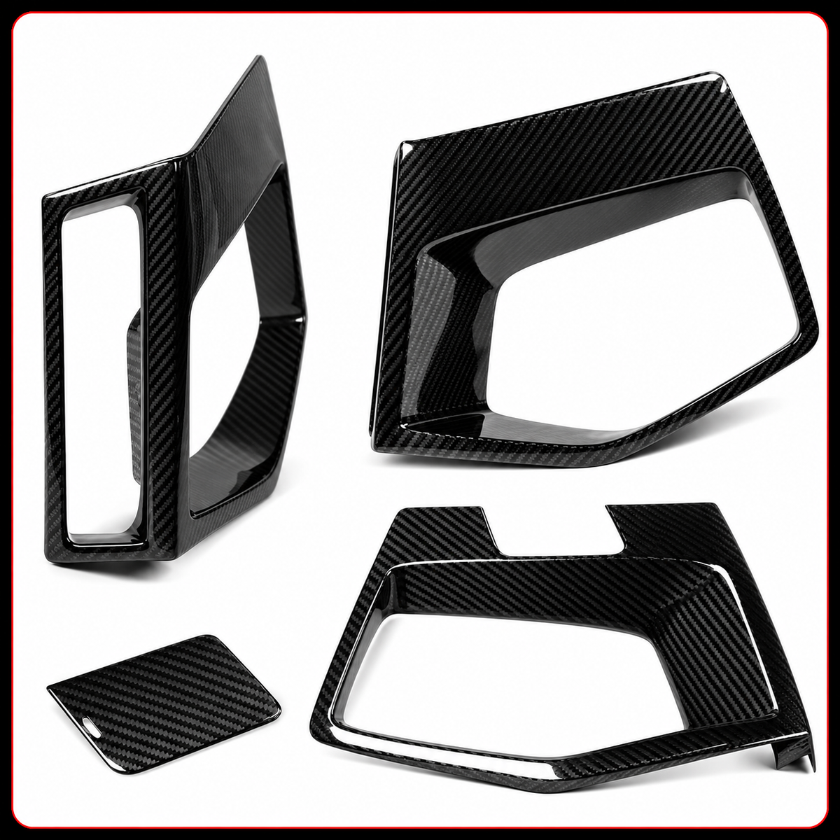 PARRILLA INFERIOR DELANTERA DE FIBRA DE CARBONO PARA BMW X3M X4M 22-25 + CUBIERTAS LATERALES PARA MOLDURAS DE CONDUCTOS DE AIRE