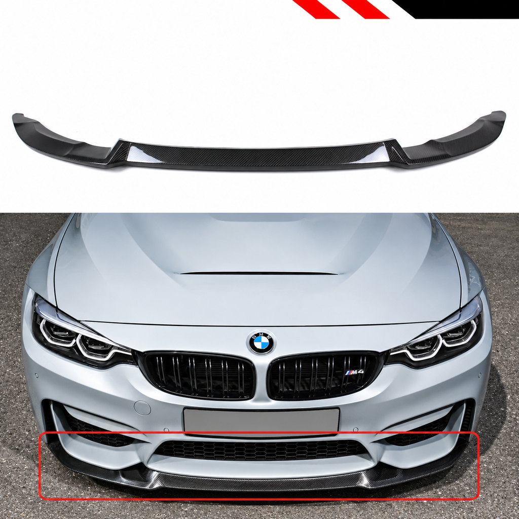 Divisor de labios de parachoques delantero estilo CS de fibra de carbono para BMW F80 M3 F82 F83 M4 15-19