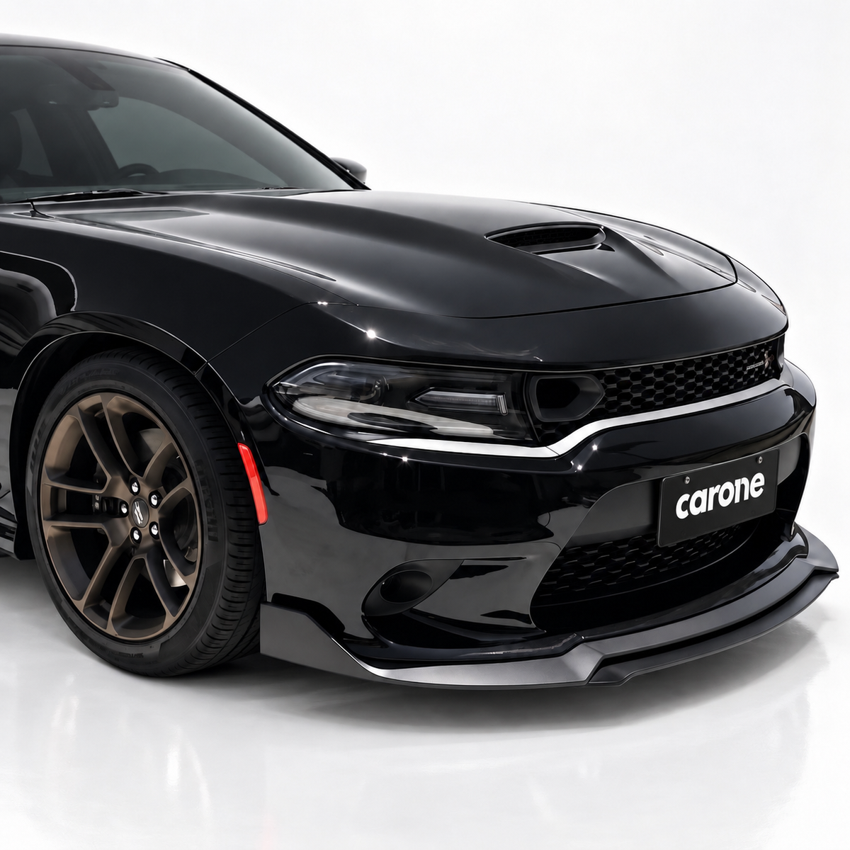 Dodge Charger SRT V3 15-23 Divisor de labios para paracoques delantero negro brillante doble cubierta