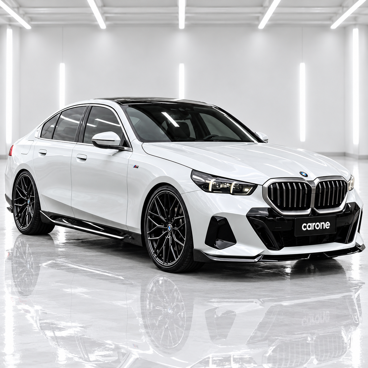 EXTENSIÓN DE FALDÓN LATERAL NEGRO BRILLANTE ESTILO WINGLET PARA BMW G60 530I 540I MP 2024-26