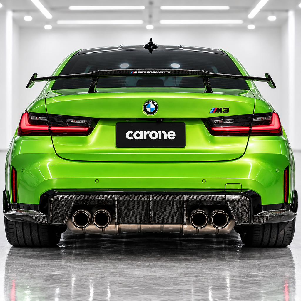 EXTENSIÓN DIVISOR DE ESQUINA DE PARACHOQUES TRASERO DE FIBRA DE CARBONO 21-26 BMW G80 M3
