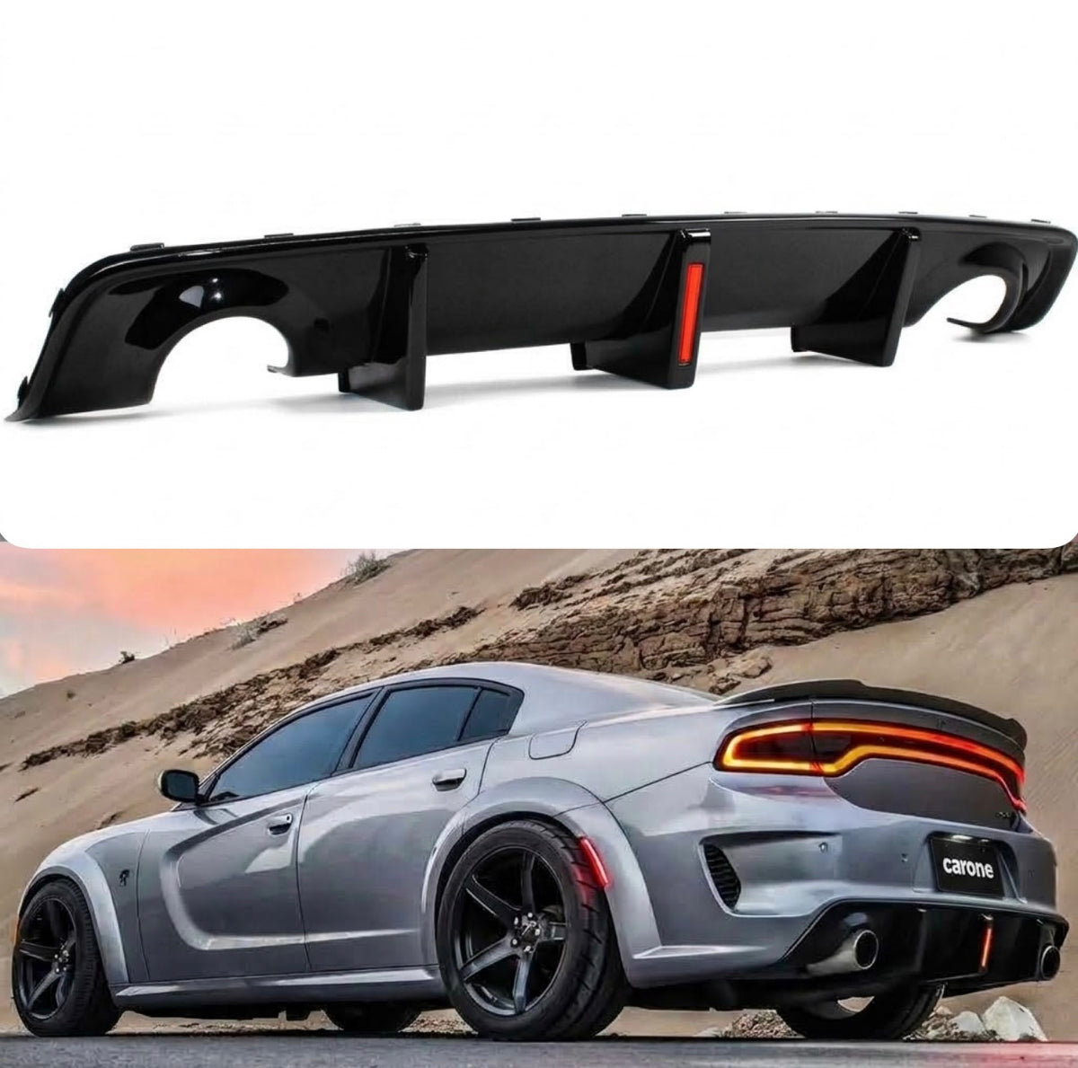 Dodge Charger SRT Scat 2020-23 Difusor de parachoques trasero LED negro brillante