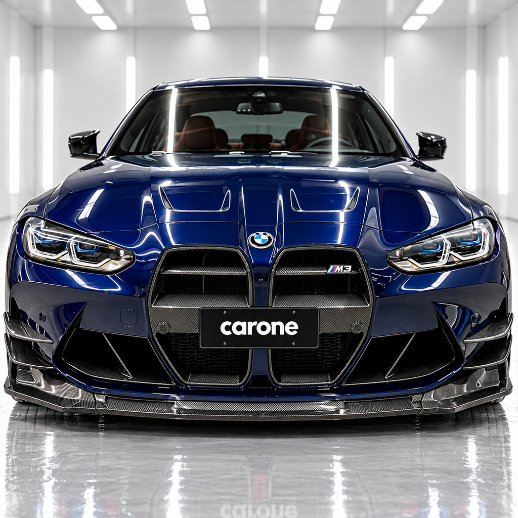 PARA BMW M3 M4 2021-2026 FIBRA DE CARBONO ESTILO V PARACHOQUES DELANTERO ALERÓN LABIAL CON CANARDS