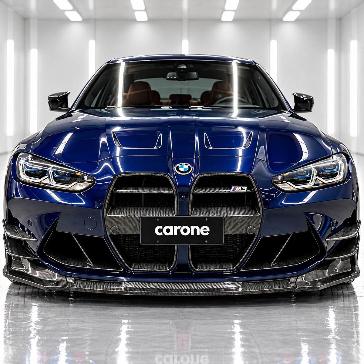 PARA BMW M3 M4 2021-2026 FIBRA DE CARBONO ESTILO V PARACHOQUES DELANTERO ALERÓN LABIAL CON CANARDS