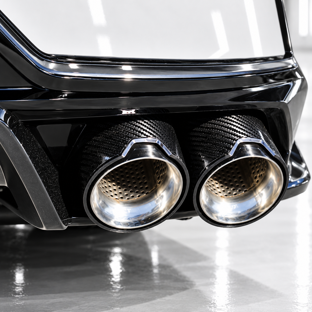 PARA BMW M240i M440i M550i Z4 M40i FIBRA DE CARBONO ACERO INOXIDABLE CUADDRUPLE ESCAPE PUNTA
