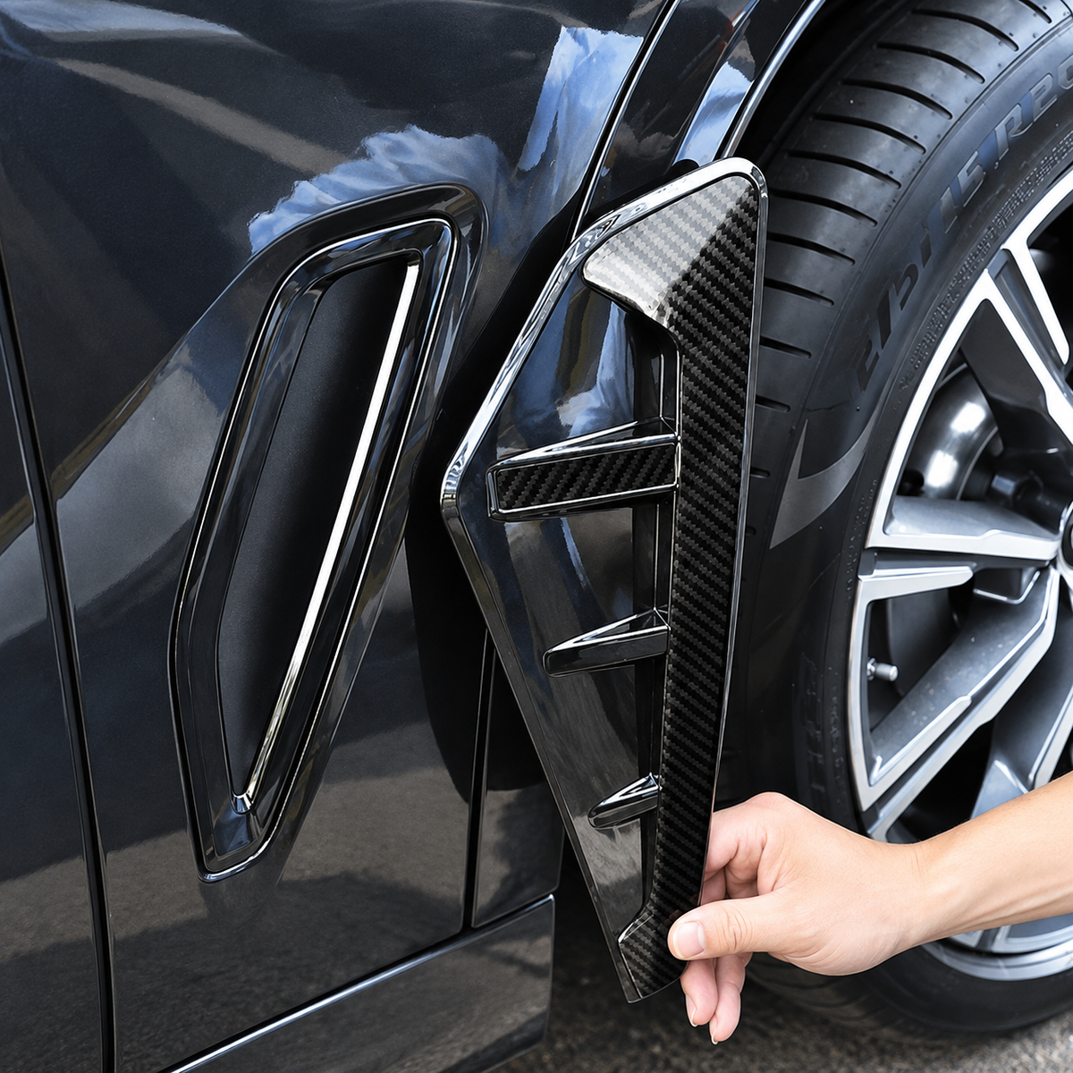 REPUESTO DE VENTILACIÓN LATERAL PARA GUARDABARROS ESTILO BMW G05 X5 X5M 19-23 CON MOLDURA DE FIBRA DE CARBONO