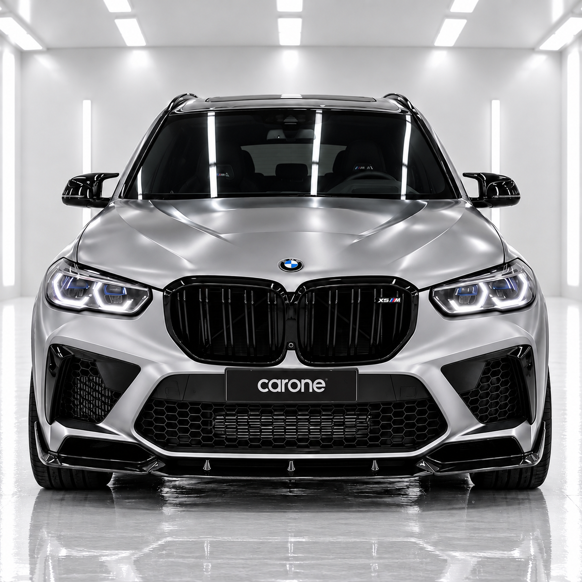 DIVISOR DE LABIOS PARA PARACHOQUES DELANTERO NEGRO BRILLANTE ESTILO PRE-LCI R BMW F95 X5M 2020-2023