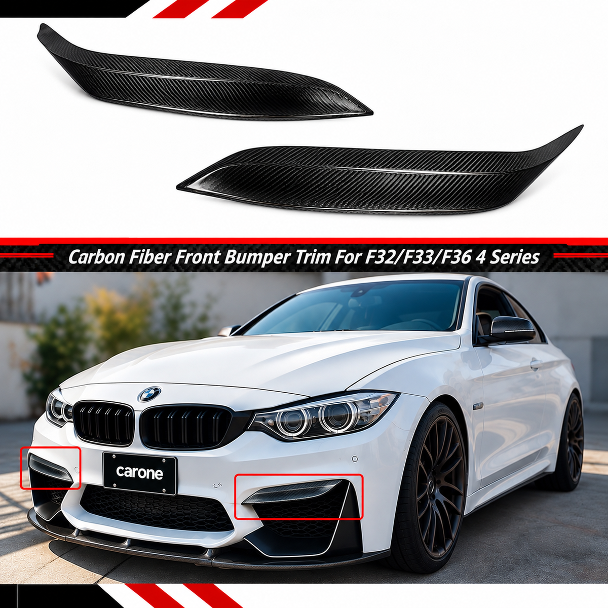 PARA BMW F80 M3 F82 F83 M4 V2 FIBRA DE CARBONO SECO PARACHOQUES DELANTERO MOLDURA COLMILLO SUPERIOR