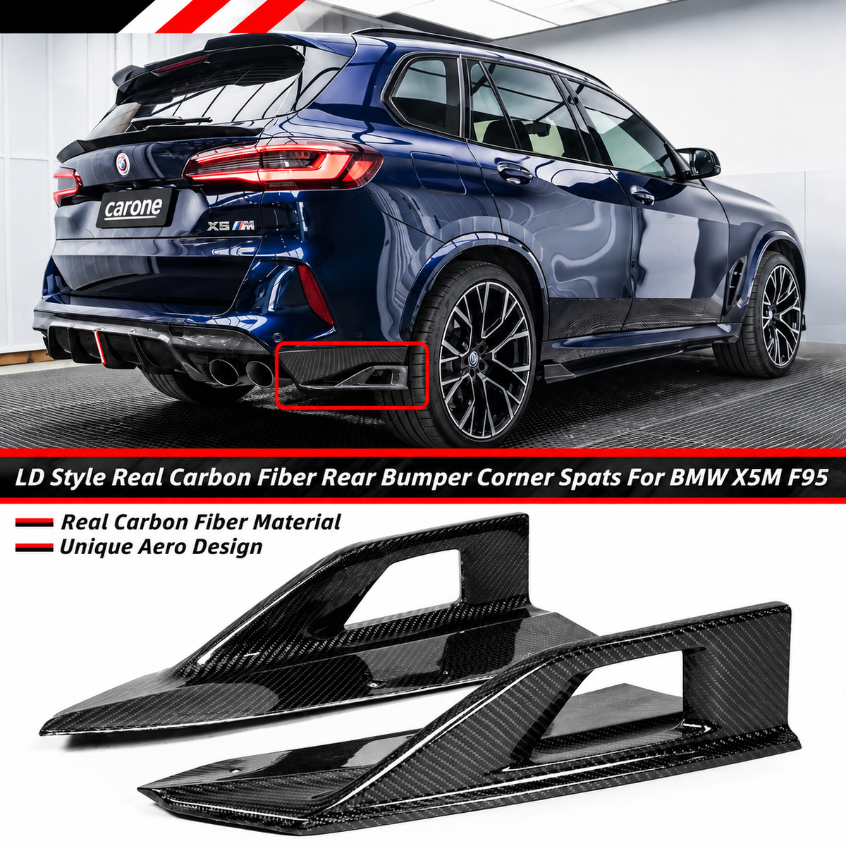 EXTENSION DE PARACHOQUES TRASERO DE FIBRA DE CARBONO PARA BMW F95 X5M 2020-26