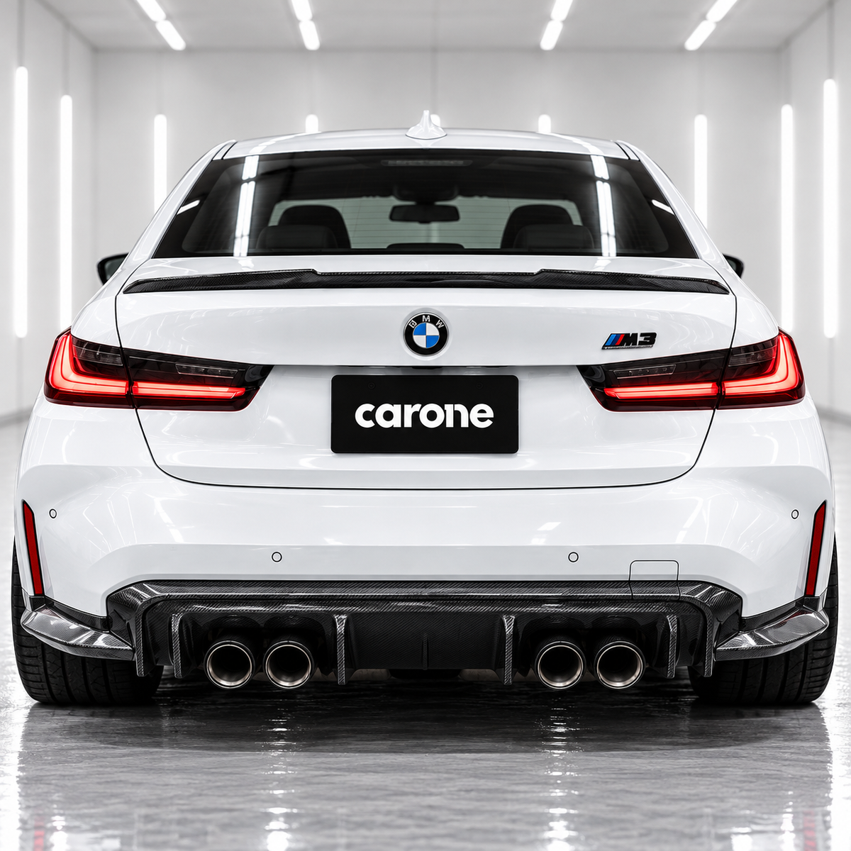 DIFUSOR TRASERO DE FIBRA DE CARBONO ESTILO 3D PARA BMW G80 M3 2021-2026 + EXTENSIÓN DE ESQUINA