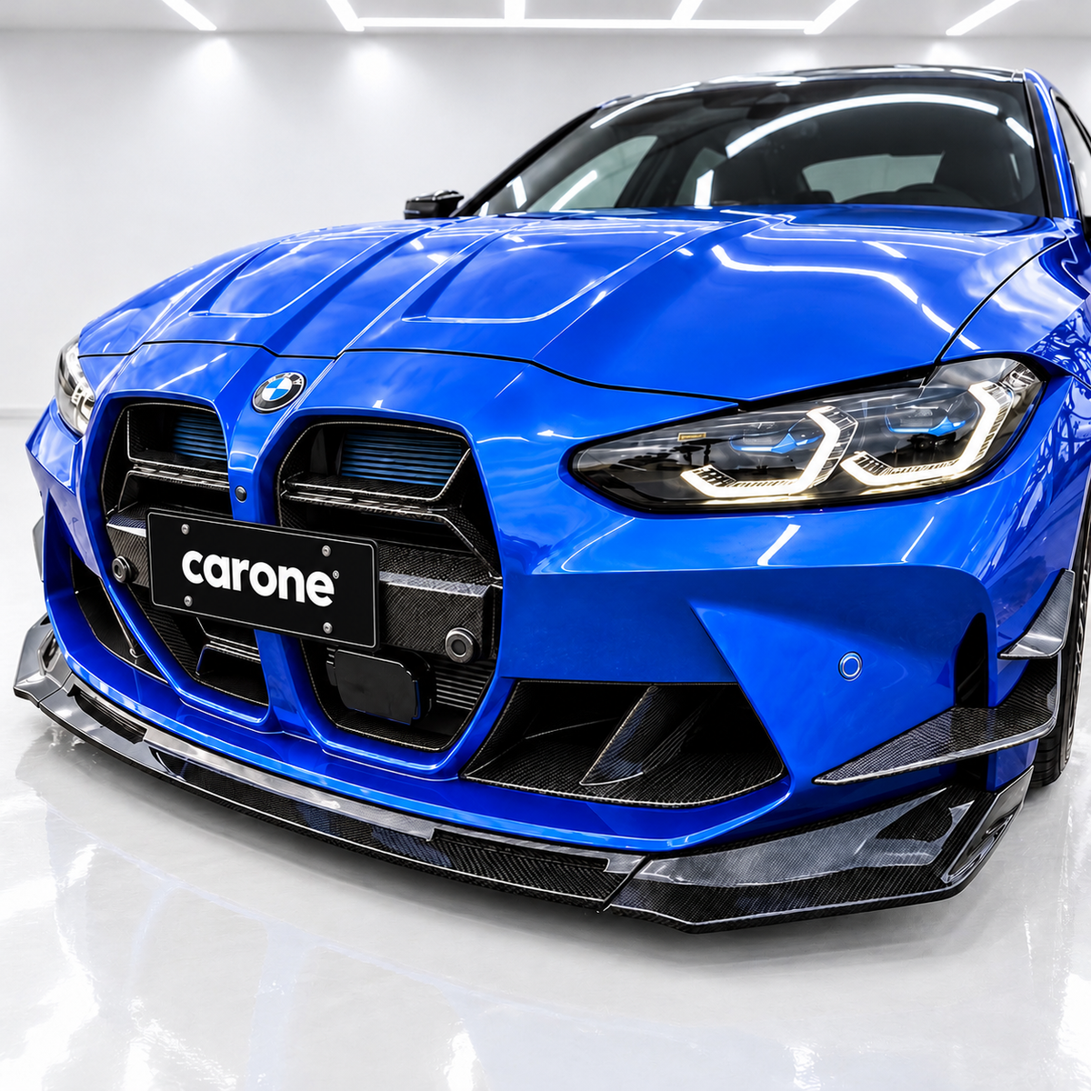 Para 21-26 BMW G80 M3 G82 M4 Fibra de Carbono Estilo V Labio Delantero + Parachoques Aletas Canard