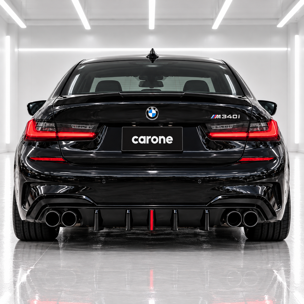 DIFUSOR DE PARACHOQUES TRASERO NEGRO BRILLANTE CON LUZ LED PARA BMW G20 330I M340I CTM 2019-22