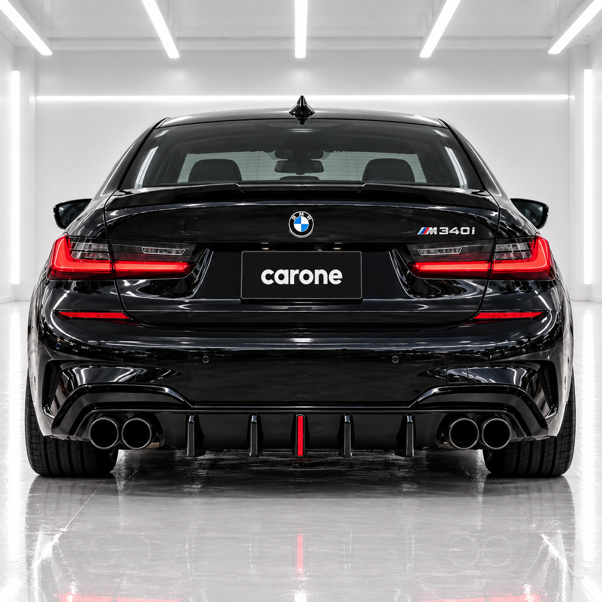 DIFUSOR DE PARACHOQUES TRASERO NEGRO BRILLANTE CON LUZ LED PARA BMW G20 330I M340I CTM 2019-22