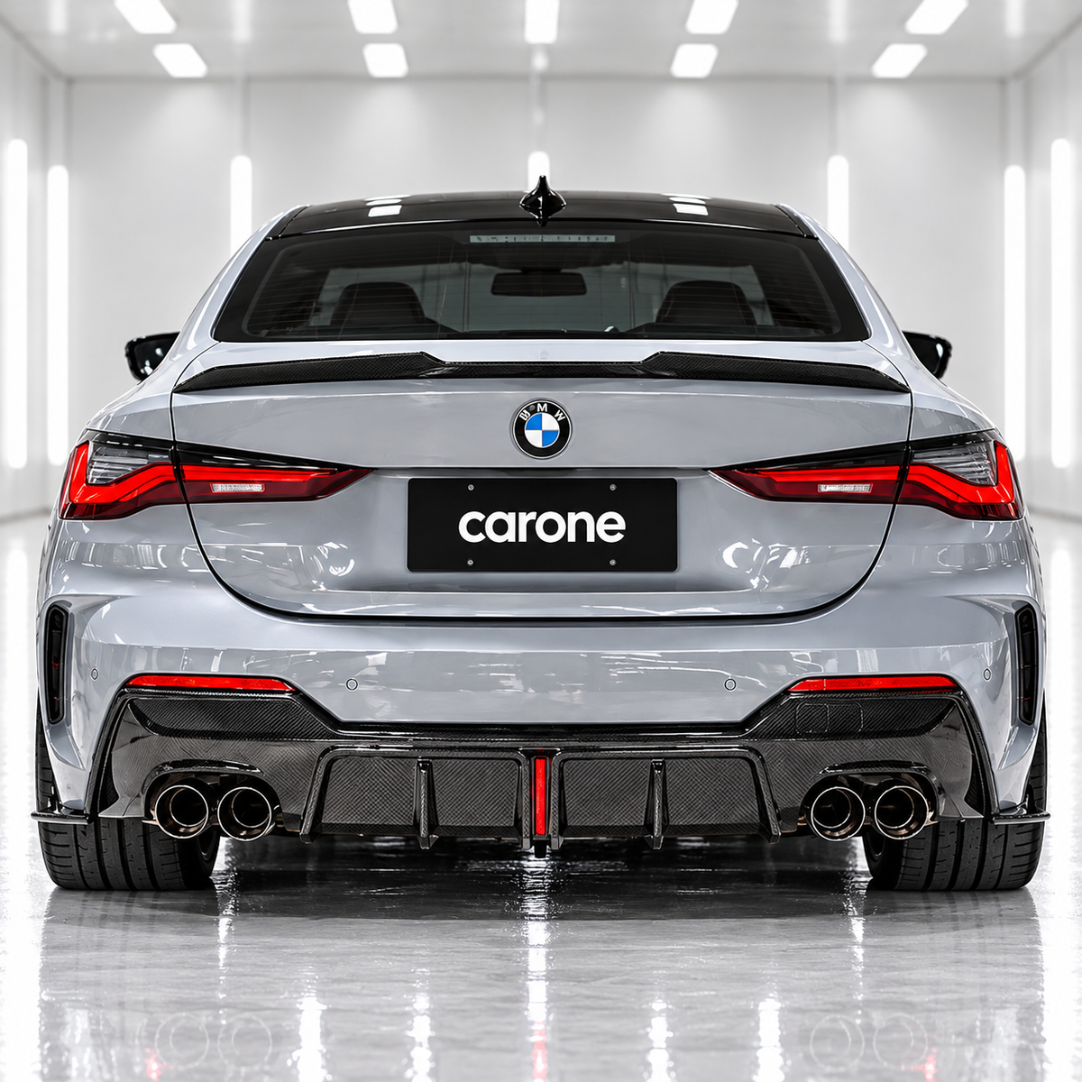 PARA BMW G22 G23 430i K ESTILO FIBRA CARBONO LED DIFUSOR TRASERO 21-26 + EXTENSIÓN LATERAL