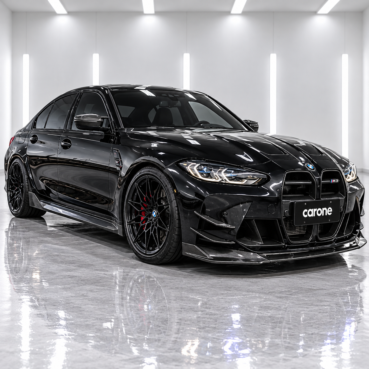 PARA BMW M3 M4 2021-2026 FIBRA DE CARBONO ESTILO V PARACHOQUES DELANTERO ALERÓN LABIAL CON CANARDS
