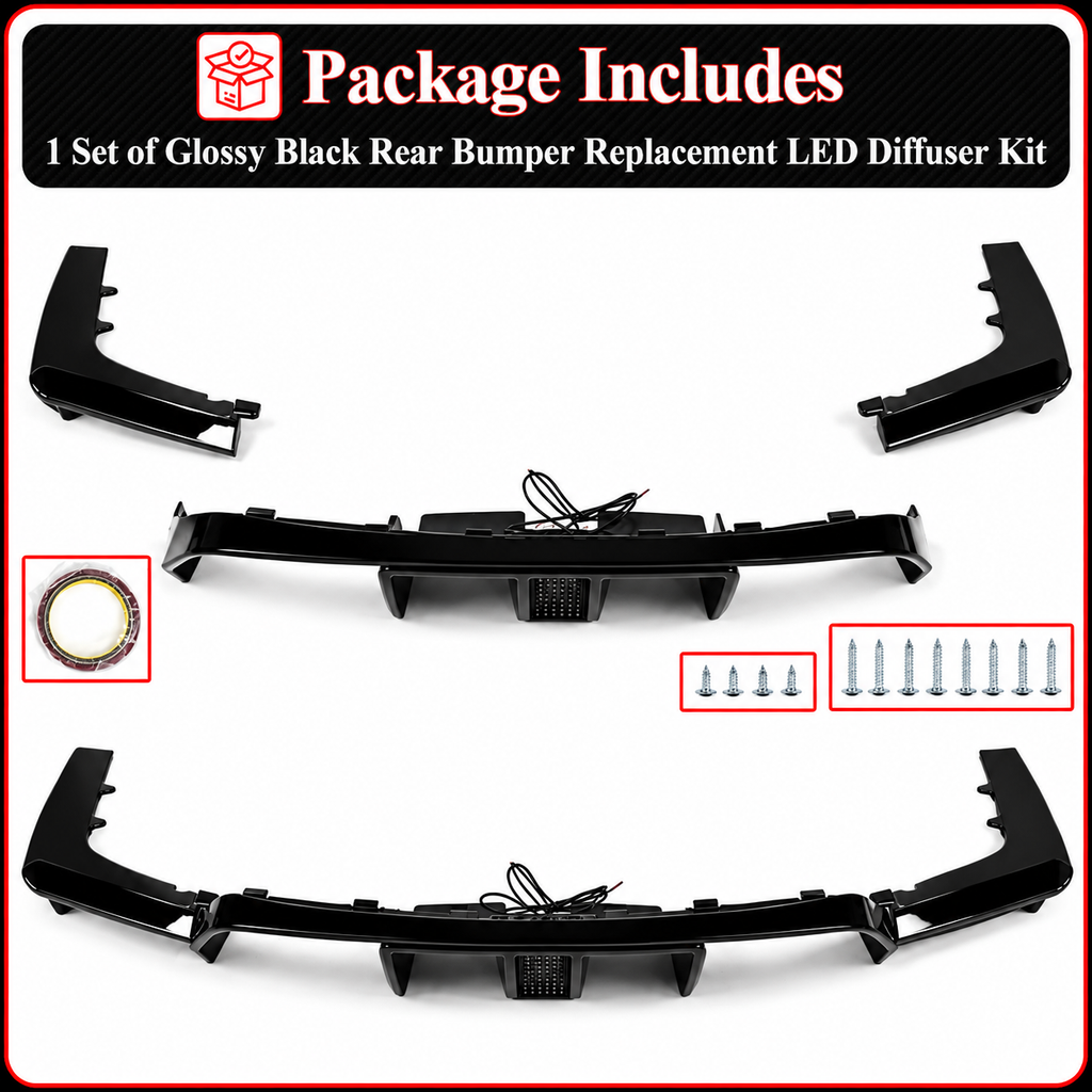 Kit difusor de parachoques trasero LED negro brillante estilo VS-T para BMW F80 M3 F82 M4 15-19