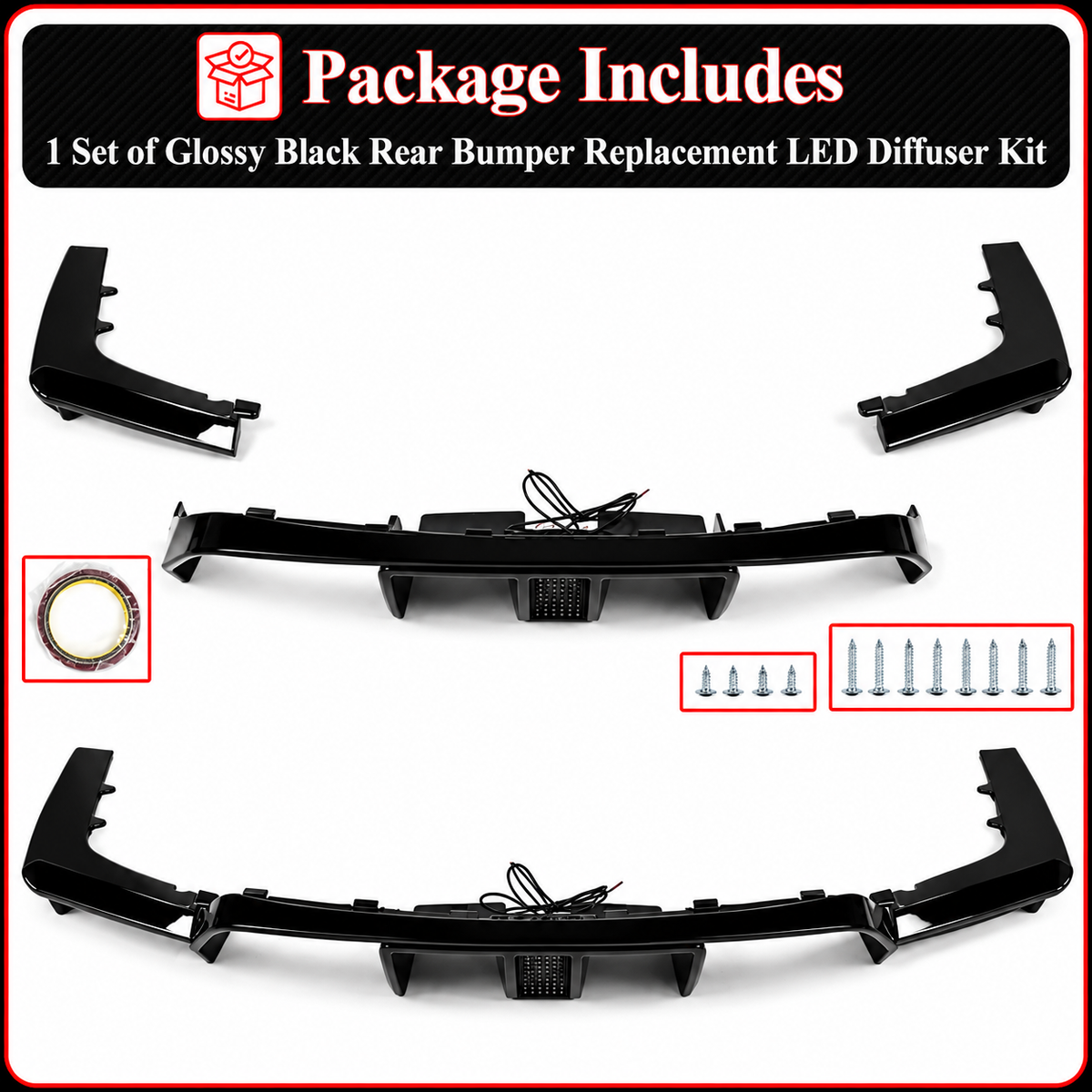 Kit difusor de parachoques trasero LED negro brillante estilo VS-T para BMW F80 M3 F82 M4 15-19