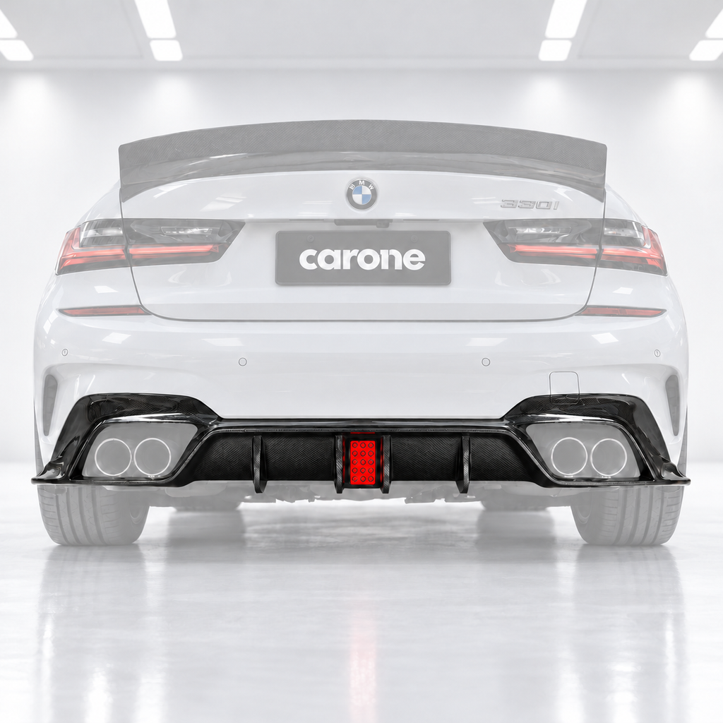 DIFUSOR LED TRASERO DE FIBRA DE CARBONO 2019-2022 BMW G20 330I M340I + ESPATAS LATERALES