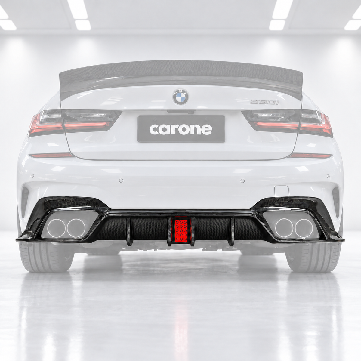 DIFUSOR LED TRASERO DE FIBRA DE CARBONO 2019-2022 BMW G20 330I M340I + ESPATAS LATERALES