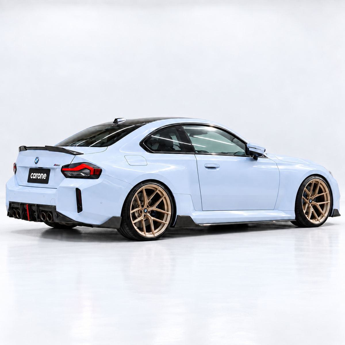 Difusor de parachoques trasero con LED de aleta de tiburón de fibra de carbono completa para BMW G87 M2 2023-2026