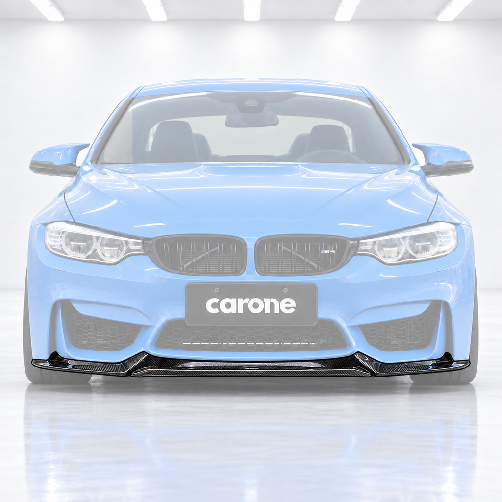 Divisor de labios de parachoques delantero de fibra de carbono estilo V para BMW F80 M3 F82 F83 M4 2015-19