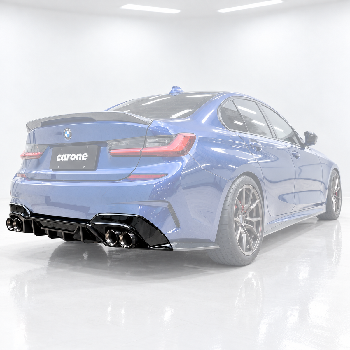 KIT DIFUSOR PARA BMW G20 M SPORT M340i CTM 19-22 + PUNTA DE ESCAPE CUÁDRUPLE DE FIBRA DE CARBONO