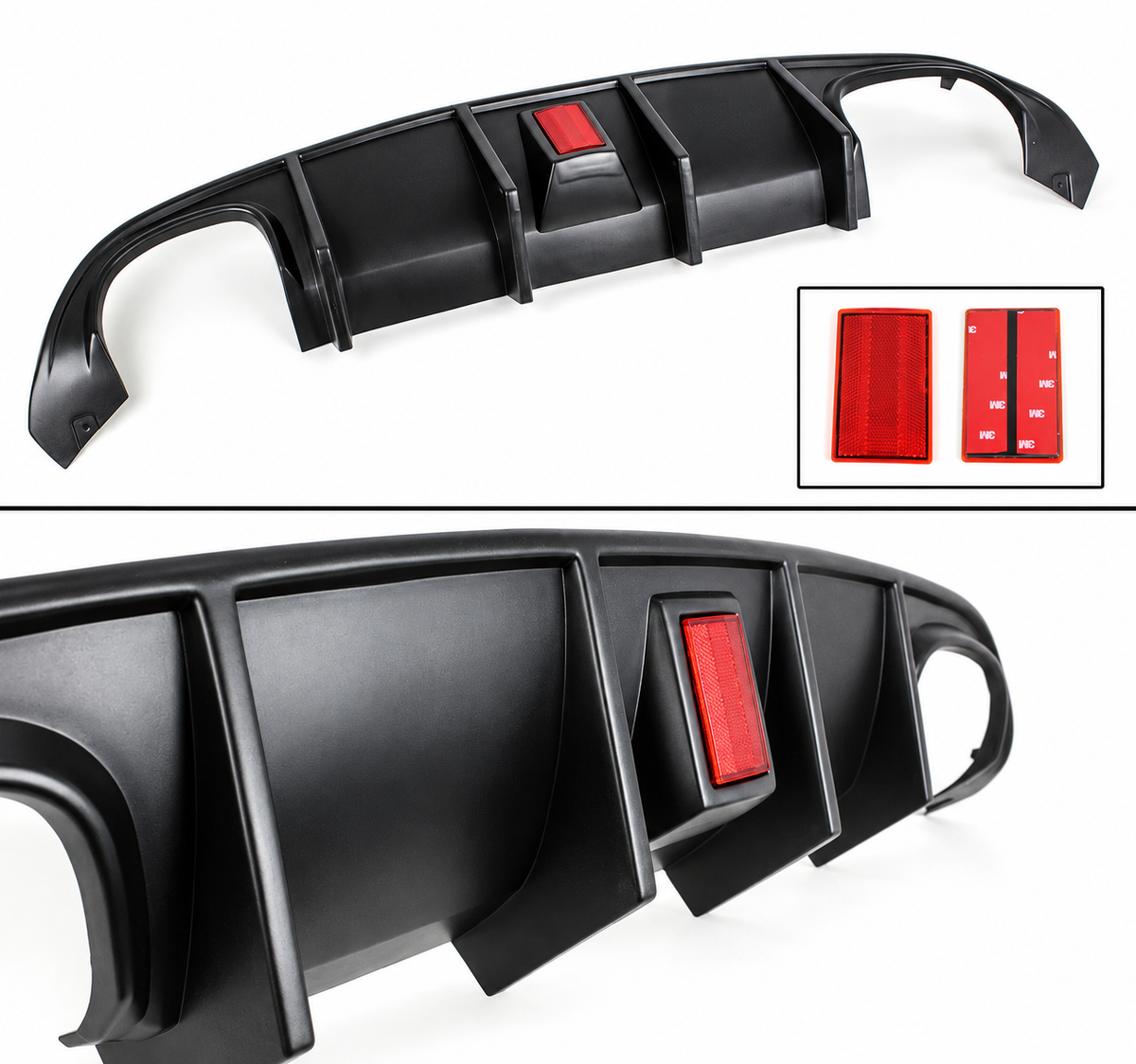 Difusor de parachoques trasero de escape cuádruple con reflector rojo para Dodge Charger SRT 8 12-14
