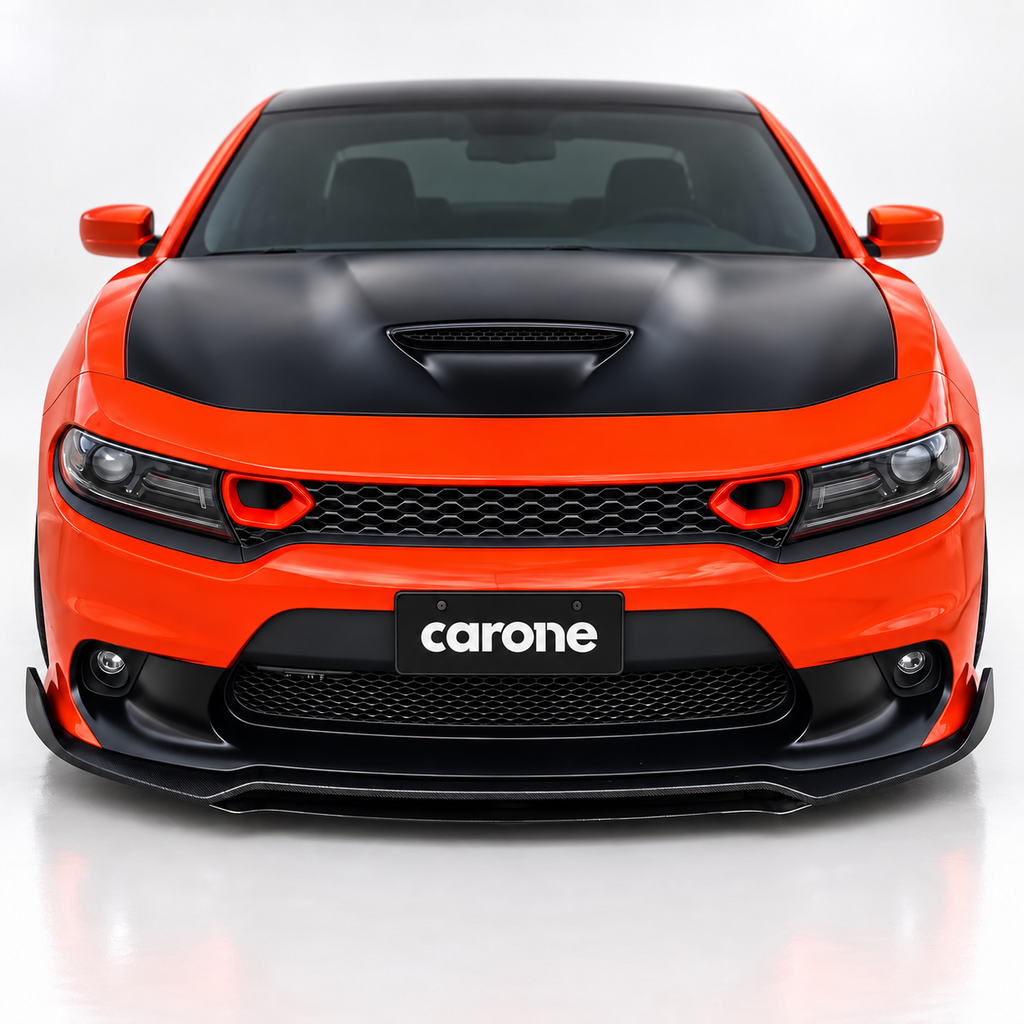 DODGE CHARGER SRT V3 15-23 DIVISOR DE LABIOS PARA PARACHOQUES DELANTERO NEGRO BRILLANTE DOBLE CUBIERTA