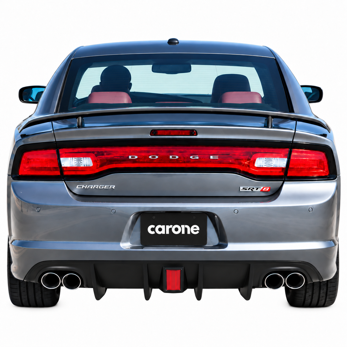 Difusor de parachoques trasero de escape cuádruple con reflector rojo para Dodge Charger SRT 8 12-14