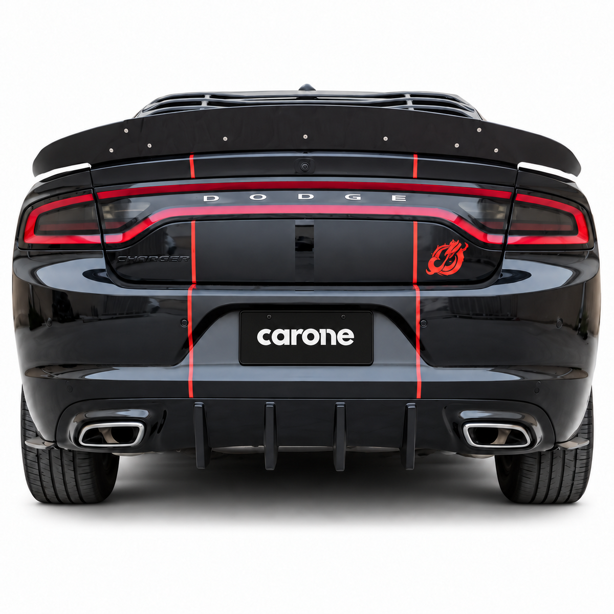 Difusor de parachoques trasero aleta de tiburón negro brillante para Dodge Charger SXT SE 2015-2023