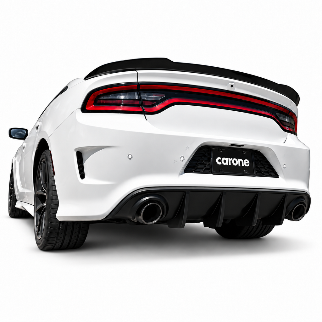 PARA DODGE CHARGER 2015-23 NEGRO BRILLANTE PLACA TRASERA MARCO SOPORTE PANEL BORDE