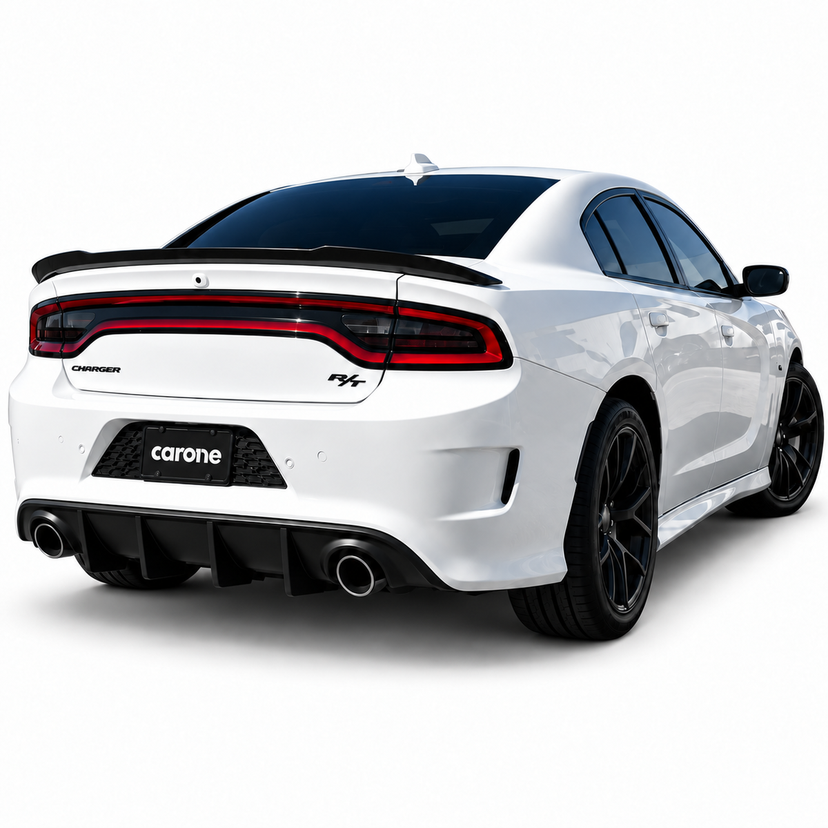 PARA DODGE CHARGER 2015-23 NEGRO BRILLANTE PLACA TRASERA MARCO SOPORTE PANEL BORDE