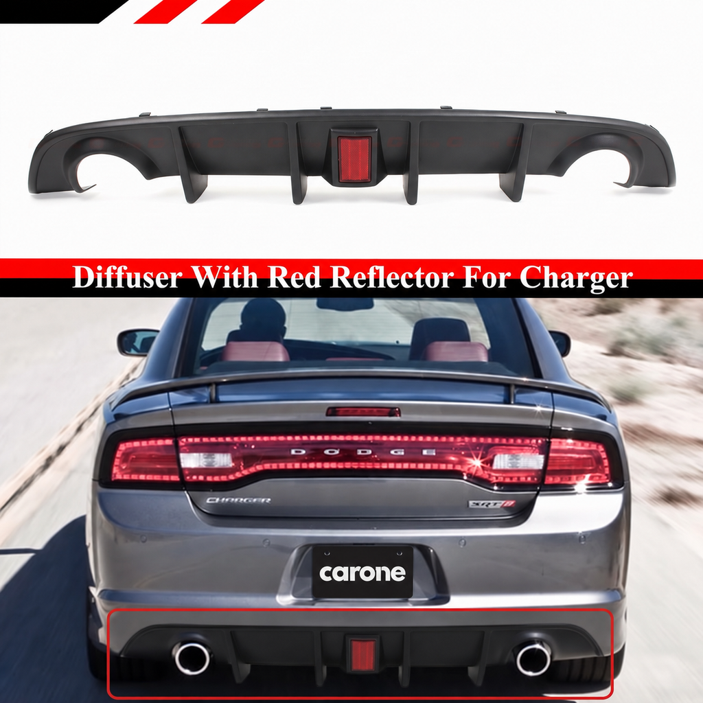 Dodge Charger SRT 2012-14 Difusor de parachoques trasero de doble escape con reflector rojo