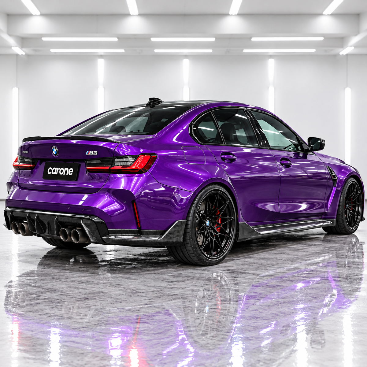 EXTENSIÓN DIVISOR DE ESQUINA DE PARACHOQUES TRASERO DE FIBRA DE CARBONO 21-26 BMW G80 M3