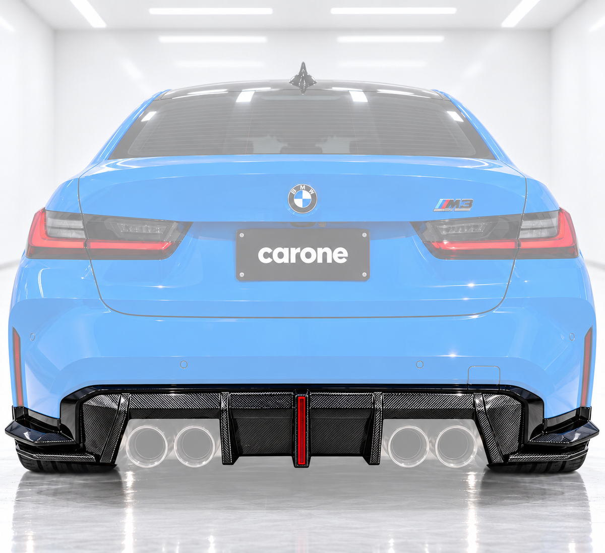 Difusor trasero LED + extensiones laterales de fibra de carbono para BMW G80 G82 M3 M4 CTM 21-26