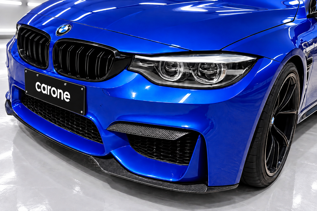 PARA BMW F80 M3 F82 F83 M4 V2 FIBRA DE CARBONO SECO PARACHOQUES DELANTERO MOLDURA COLMILLO SUPERIOR