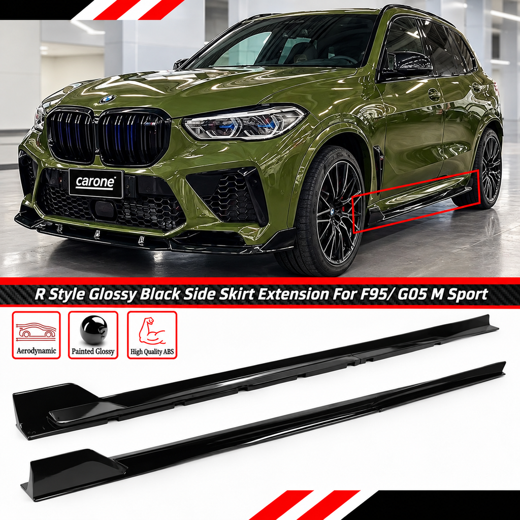 EXTENSIÓN DE FALDÓN LATERAL NEGRO BRILLANTE ESTILO X5M R SPORT 2019-25 BMW F95 G05 X5 M SPORT