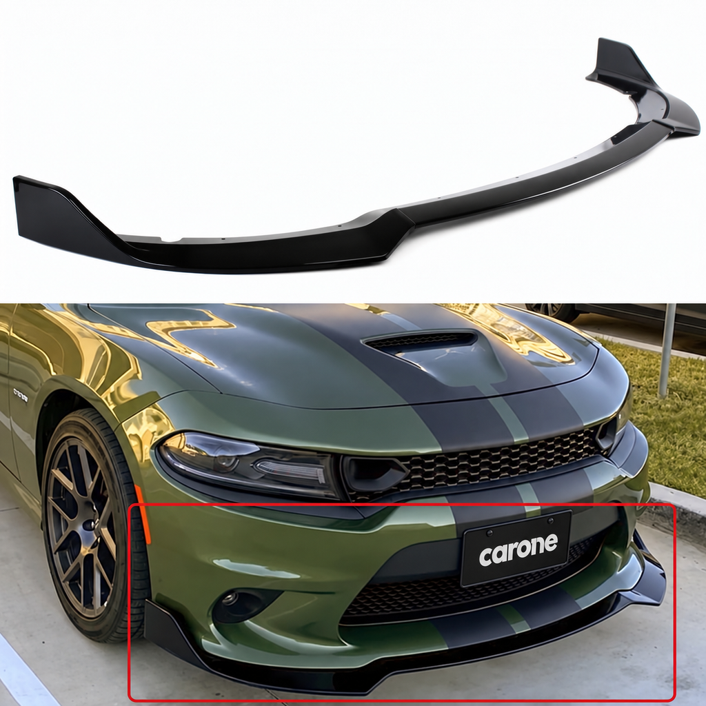 Dodge Charger SRT Scat Pack 2015-2023 Parachoques delantero negro brillante divisor de labios