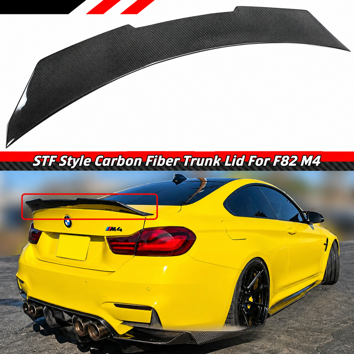 PARA BMW F82 M4 2015-20 HIGH KICK FIBRA DE CARBONO PATO ALERÓN MALETERO ALERÓN