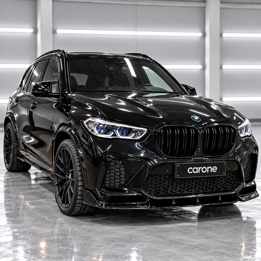 DIVISOR DE LABIOS PARA PARACHOQUES DELANTERO NEGRO BRILLANTE ESTILO PRE-LCI R BMW F95 X5M 2020-2023