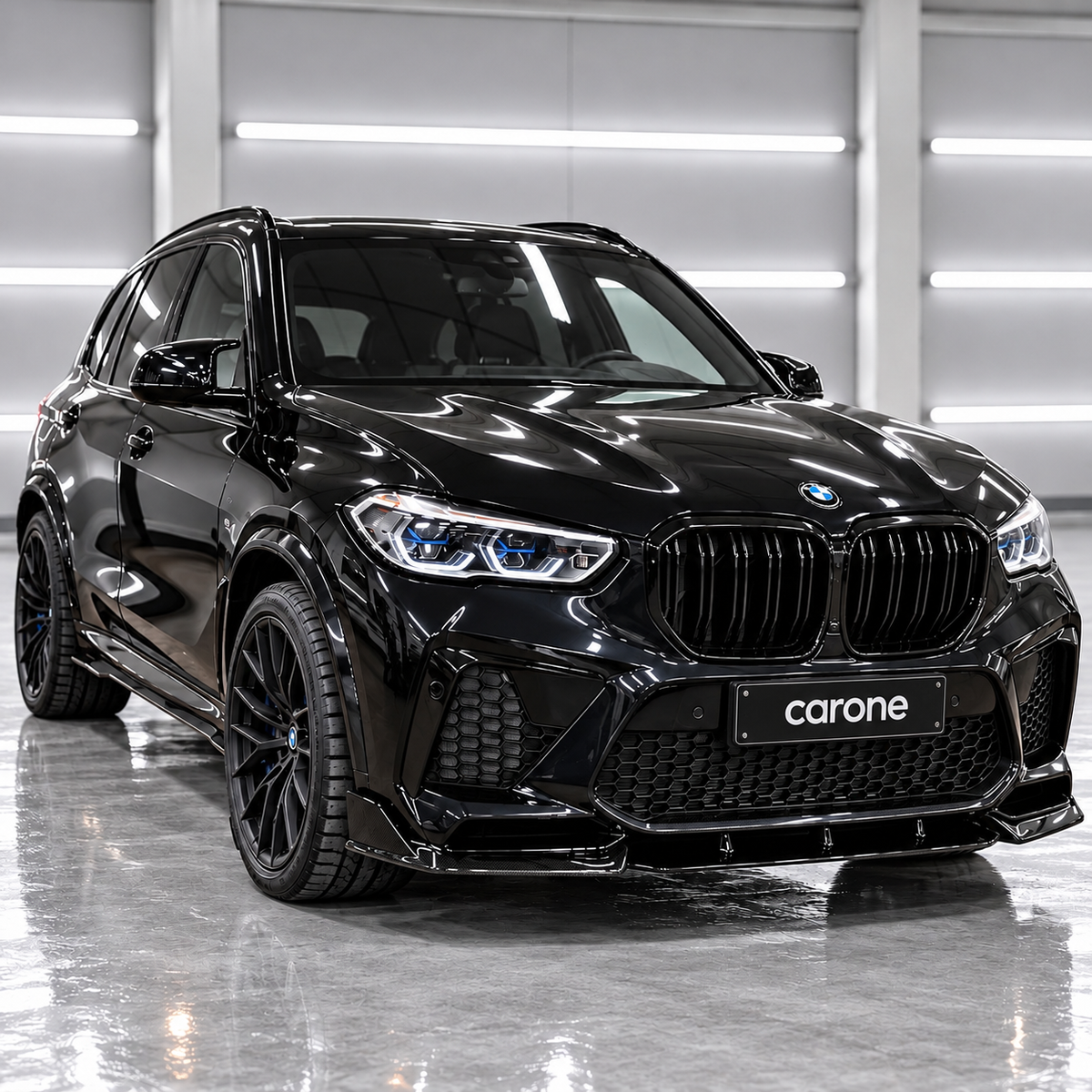 DIVISOR DE LABIOS PARA PARACHOQUES DELANTERO NEGRO BRILLANTE ESTILO PRE-LCI R BMW F95 X5M 2020-2023