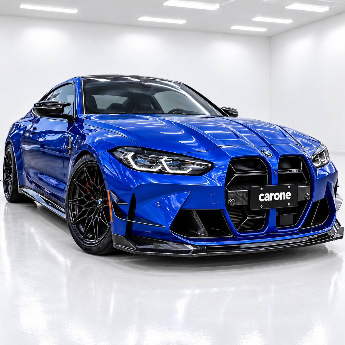 Para 21-26 BMW G80 M3 G82 M4 Fibra de Carbono Estilo V Labio Delantero + Parachoques Aletas Canard