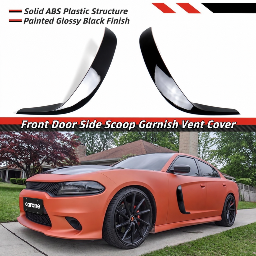 Cubiertas de ventilación laterales adicionales para puerta delantera Dodge Charger 2015-2023 negro brillante