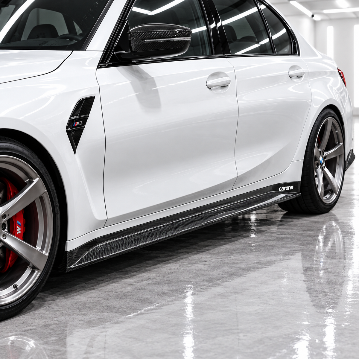 PARA BMW G80 M3 2021-26 ESTILO VST FIBRA DE CARBONO FALDÓN PANEL EXTENSIÓN LATERAL BASCULANTE