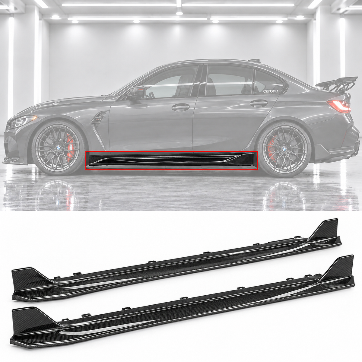 PARA BMW G80 M3 MP ESTILO FIBRA CARBONO REAL FALDÓN EXTENSIÓN LATERAL REPUESTO 21-26