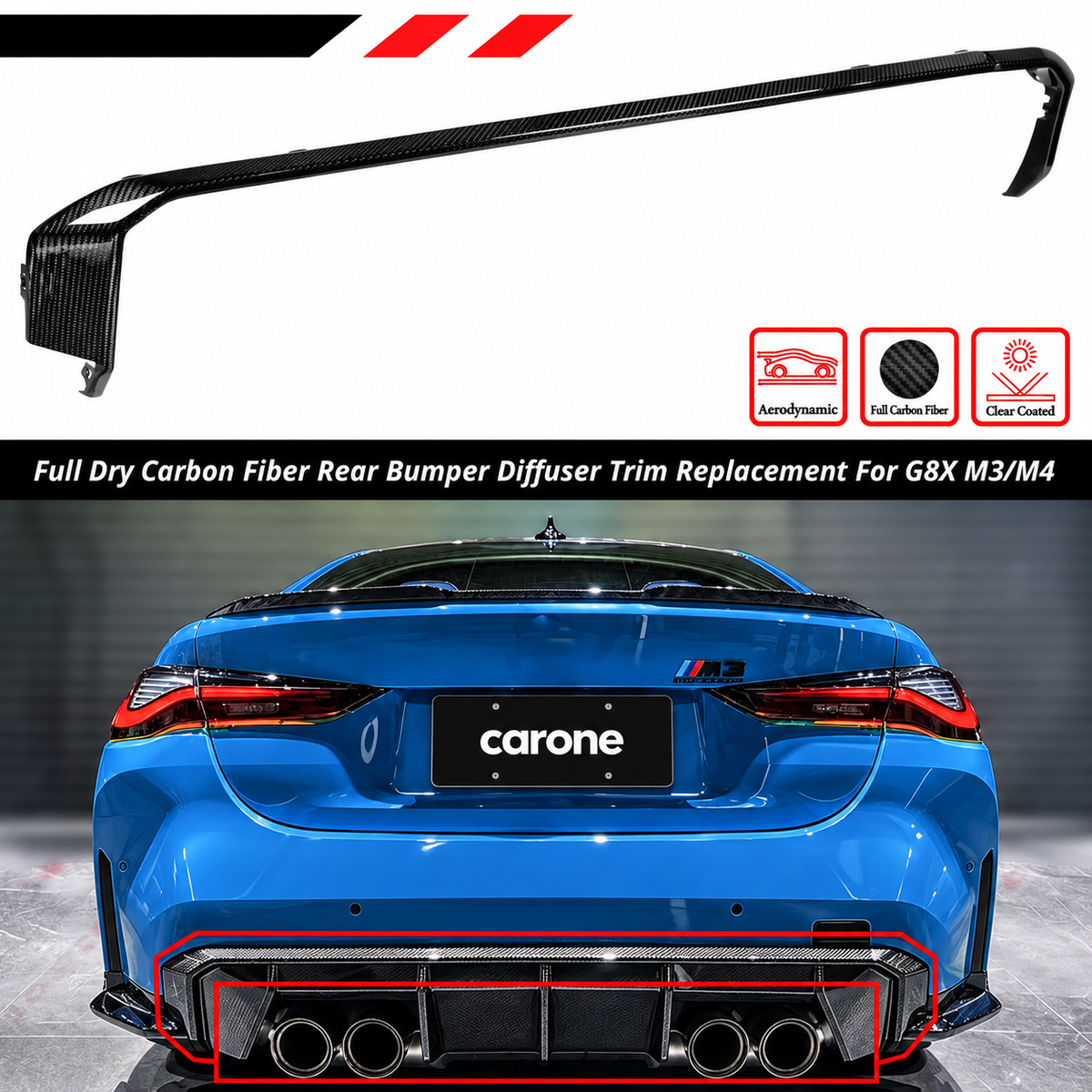 REPUESTO DIFUSOR DE PARACHOQUES TRASERO FIBRA DE CARBONO SECO BMW G8X M3 M4 2021-26