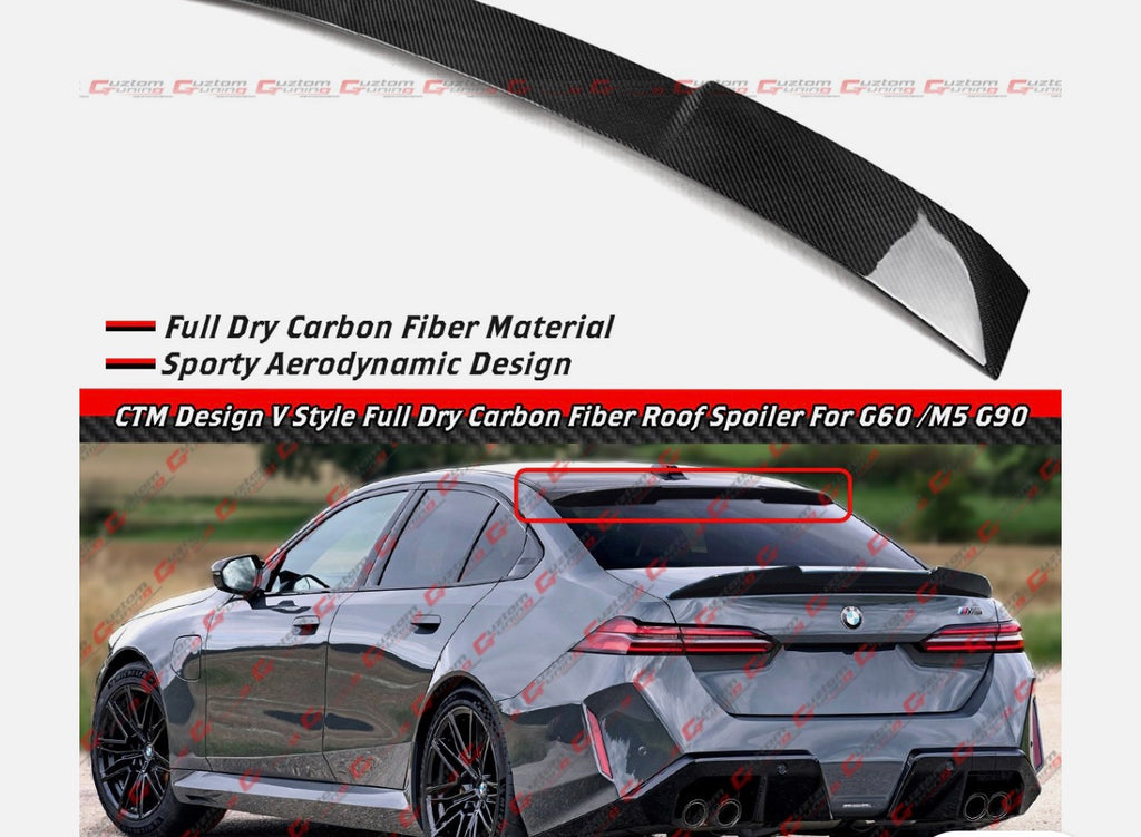 ALERÓN DE TECHO DE FIBRA DE CARBONO COMPLETO ESTILO V CTM V 2024-26 BMW G60 530I G90 M5