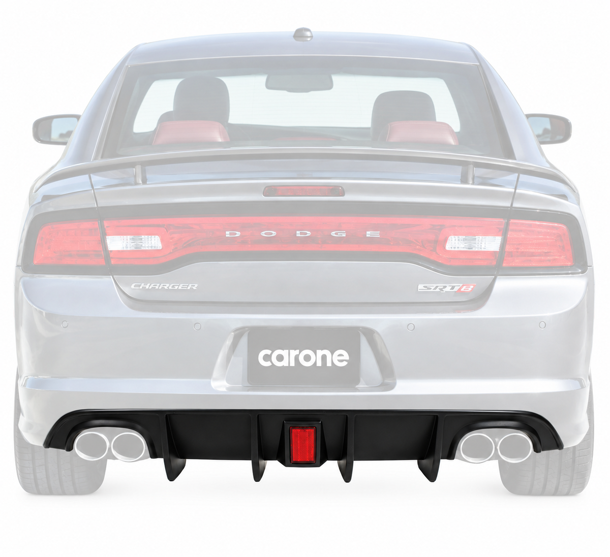 Difusor de parachoques trasero de escape cuádruple con reflector rojo para Dodge Charger SRT 8 12-14