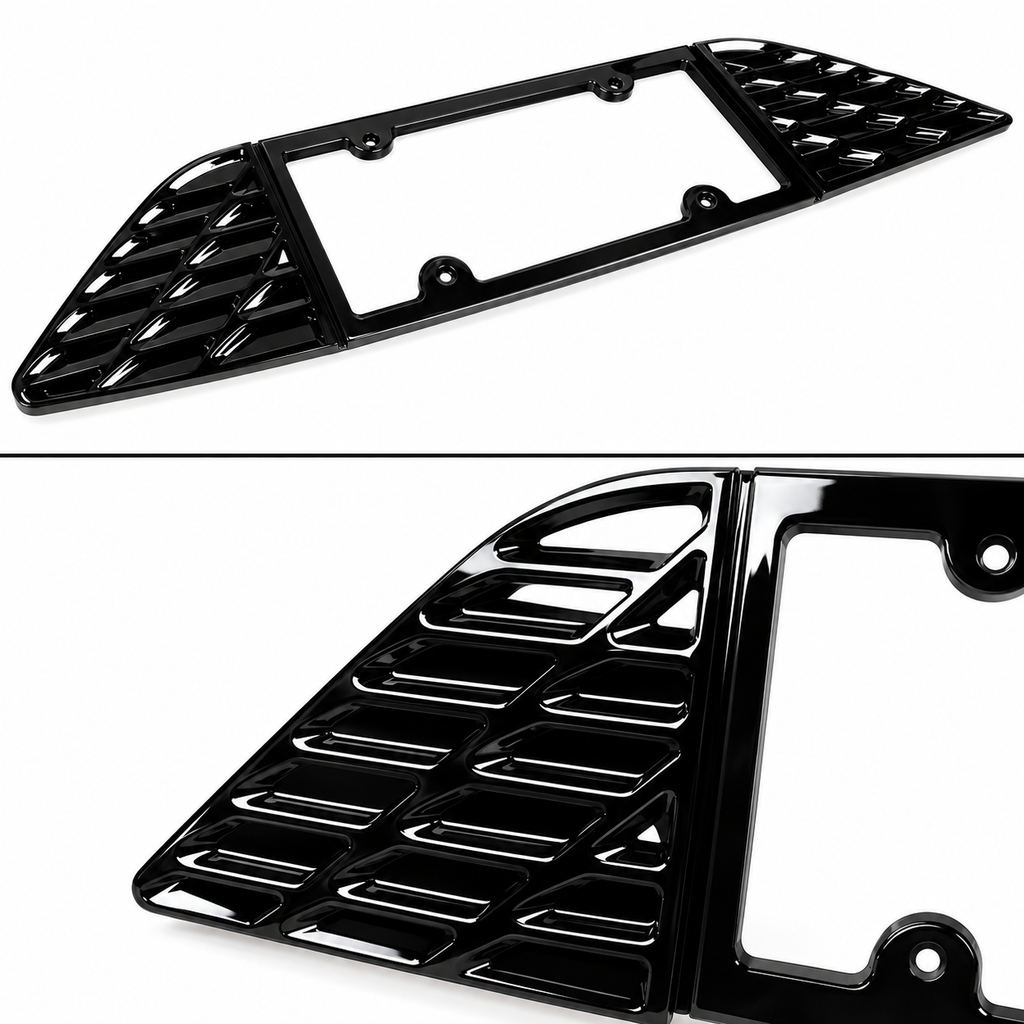 PARA DODGE CHARGER 2015-23 NEGRO BRILLANTE PLACA TRASERA MARCO SOPORTE PANEL BORDE