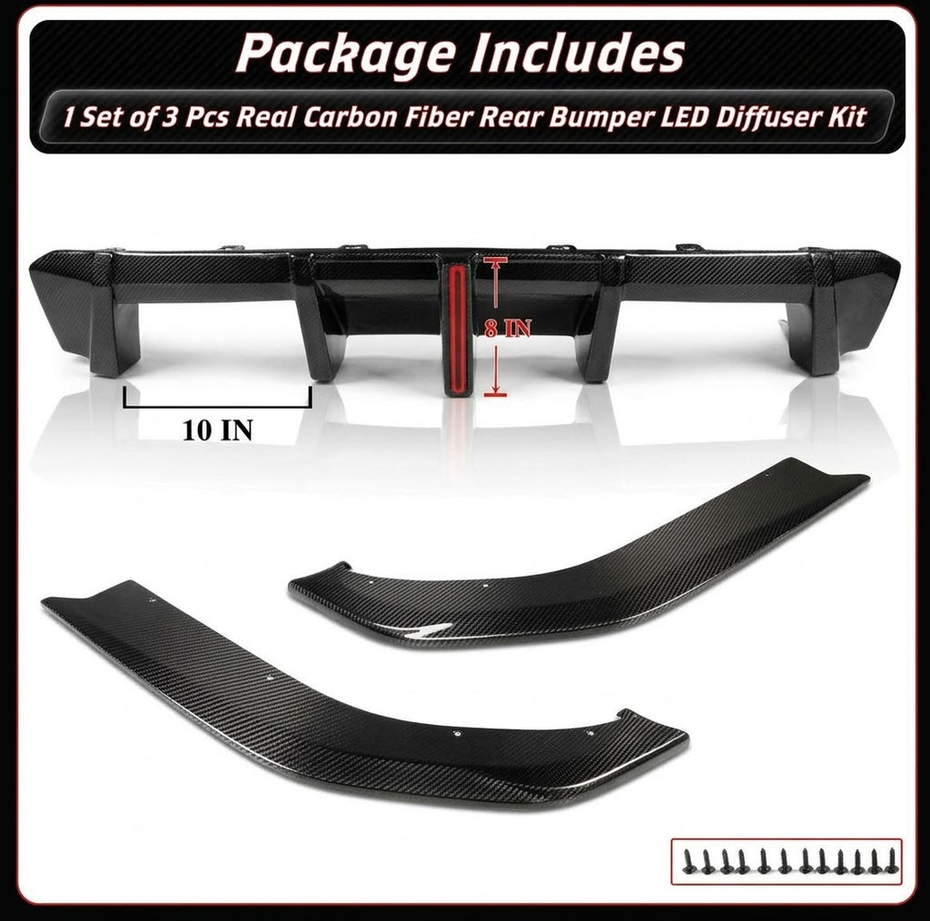Difusor trasero LED + extensiones laterales de fibra de carbono para BMW G80 G82 M3 M4 CTM 21-26